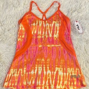 Orange pink and yellow fila tank top